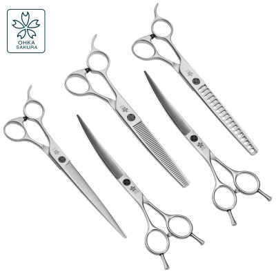 China Professional ScissorsStraight CutCurved Pets Viable Left Teeth ScissorsLeft-Handed Special Dog Hair Trimming Grooming Scissors for sale