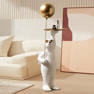 China Europe Jiayi White Bear Sculpture Polar Bear Floor Tray Bear Balloon for Home Decor for sale