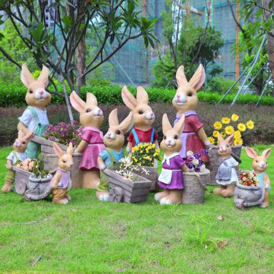 China Europe Customize Animal Park Zoo Decorations Fiberglass Rabbit With Mushroom Sculpture for sale