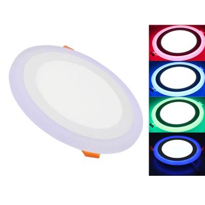 China Modern Square Muti Two Round Color Led Panel 18w 6w 24w 9w 3+3w 6+3w 12+4w RGB Red Green Blue Frameless Double Color Led Panel Light for sale