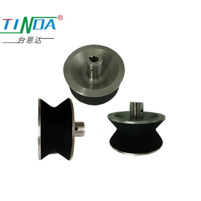 China Customized Color V Shape Rubber Coating Wheels for High Load Robots on Guide Moving for sale