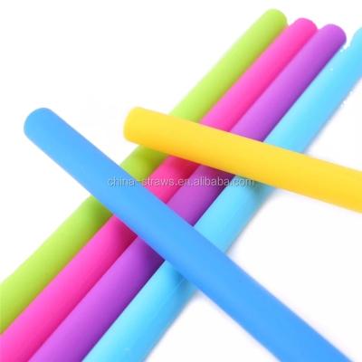 China Sustainable American Family Reunion Silicone Straws 12*254 Mm Reusable Straight Flat Tip FDA for sale