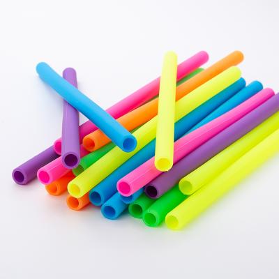 China Viable Artistic Paradigm Drinking Silicone Straws 12*250mm Cool Straight Flat Tip LFGB for sale