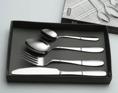 China Sustainable Yard Use Craft Gift Box Handle Carving Stainless Steel Cutlery Gift Set 4 Pcs for sale