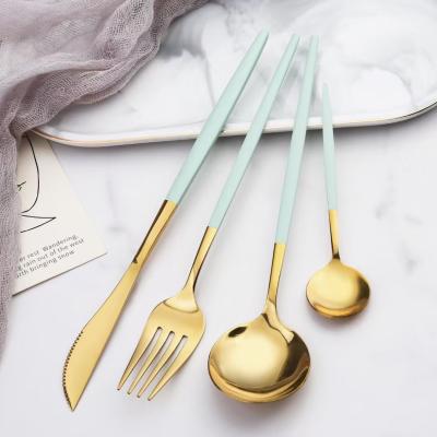 China Viable Glaze Gold Glacier Silver Wooden Box Stainless Steel Royal Cutlery Gift Set 24 Pcs for sale