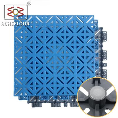 China Blue Outdoor Badminton Court Mat Polypropylene Tiles For Basketball Court for sale