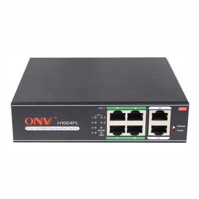 China Hot Selling LACP H1064PL Extend 250 Meters 10/100M 6 PoE Port Switch For CCTV Camera for sale