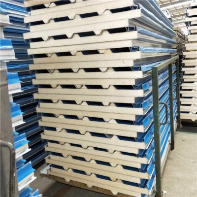 China 50mm corrugated blue PU (polyurethane ) foam core material cover with 0.426mm steel sheet both side for sale