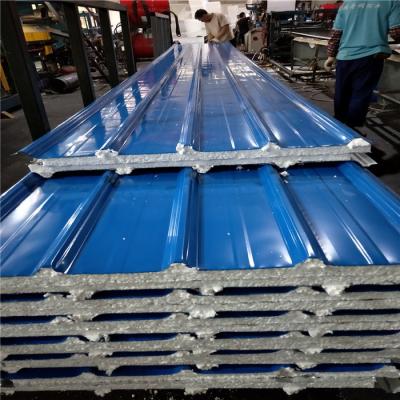 China insulated 30mm sliver paper eps sandwich roof panel 840-30-0.426mm for warehouse for sale