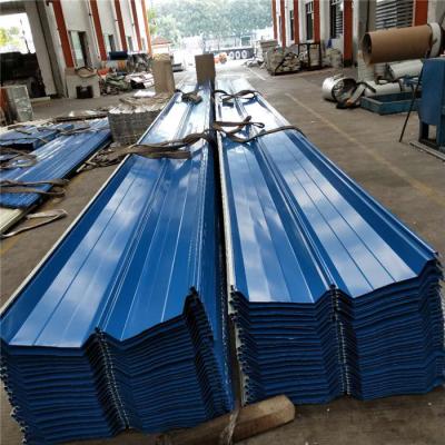 China 760mm type 0.426mm blue color steel roof sheets for fast prefabricated buildings for sale