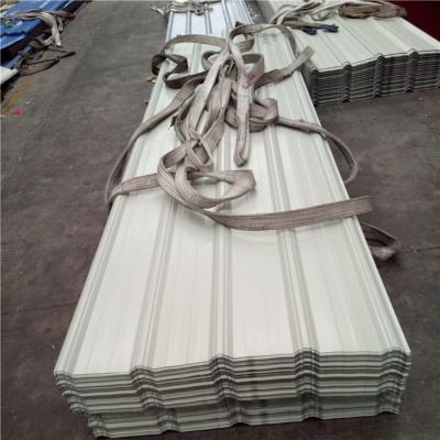 China 840-0.4mm Huaguan ivory white corrugated roof sheets with 55% AZ warehouse and factory for sale