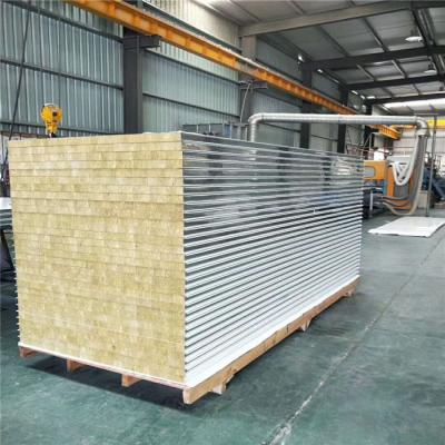 China 50mm insulation rock wool sandwich wall panel for pharmaceutical clean room for sale