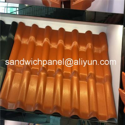 China 960mm orange color luxury ASA glazed roof tile with 2.8mm for residential area for sale