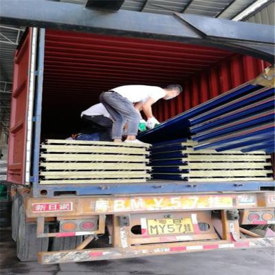 China blue color 50mm thickness 11.9m long rock wool sandwich panel for warehouse for sale