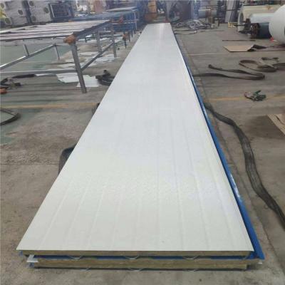 China 11.9 m long 50mm rock wool prefab sandwich panels with 0.426mm thickness steel sheet for sale