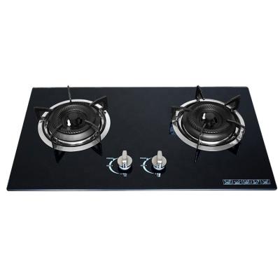 China Built-in Household Tempered Glass Top Cooking 2 Burner Gas Stove for sale