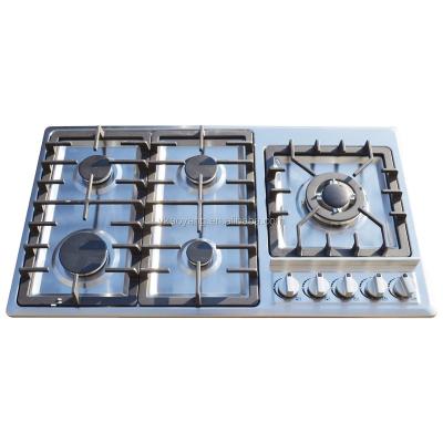 China High Quality Hotel Commercial Kitchen Stainless Steel 5 Burner Gas Stoves Gas Hob Integrated Range for sale