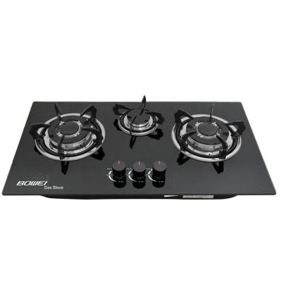 China Household Cooking Appliances 3 Burner Embedded Gas Stove Glass for sale