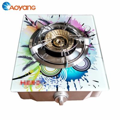 China Blue Flame Hotel Low Consumption 3D Single Burner Glass Top Gas Stove Table Cooker For Home Kitchen for sale