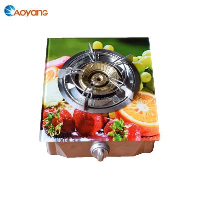 China Hotel Low Consumption Kitchen Tableware 3D Top Gas Cooktop Portable Single Burner LPG Glass Gas Stove for sale