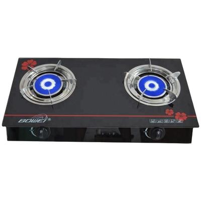 China Automatic Household Gas Stove Cut Out With Tempered Glass Top Gas Stove And 2 Burner Gas Cooker for sale