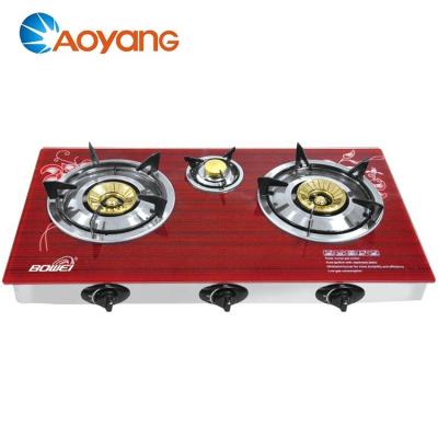 China Household Tempered Glass Top Gas Cooking Stove Portable Gas Stove with 3 Burner for sale