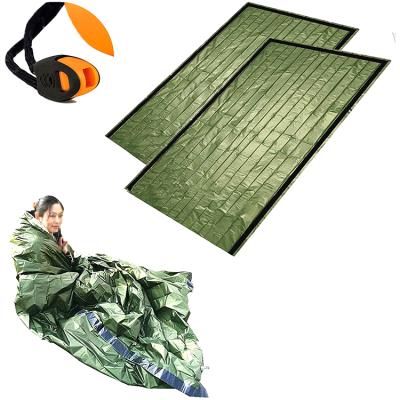 China Envelope Type Outdoor Camping Climbing Lightweight Survival Shelter PE Sleeping Bag With Whistle for sale