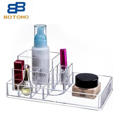 China Sustainable 11 Compartment PS Acrylic Makeup Organizer Cosmetic Organizer Countertop Vanity Case Jewelry Storage Box Lipstick Holder Bottles for sale