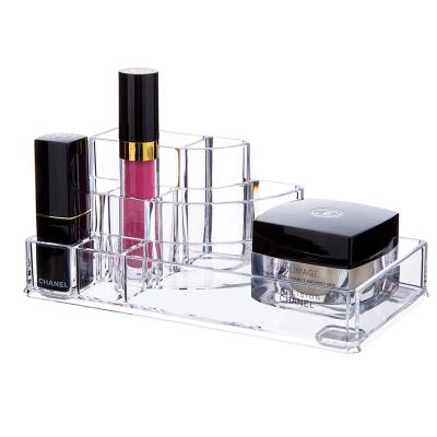 China 8 Compartment Viable Acrylic Cosmetic Organizer Countertop Vanity Case Jewelry Storage Box Lipstick Holder Brushes for sale