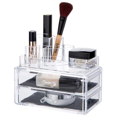 China Makeup Organizer Jewelry Storage Box 2 Drawer Storage Box 2 Drawer Stackable Lipstick Stand Acrylic Countertops Acrylic Cosmetic Pieces 2 for sale