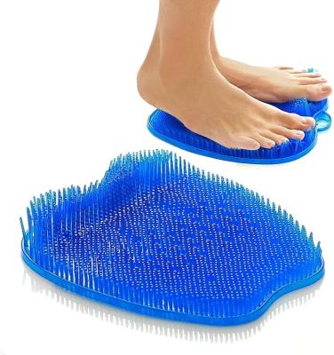 China Sustainable PVC Shower Foot Scrubber Remover With Non-Slip Suction Cups Exfoliates Feet Without Bathtub Foot Care Brush Massager Bending Pad for sale