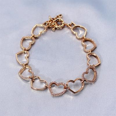 China FASHIONABLE New Personality Simple Heart - Inlaid Zircon Ring Link Bracelet For Women for sale