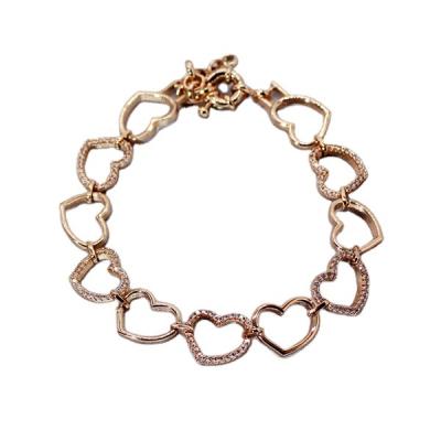 China FASHIONABLE New Personality Simple Heart - Inlaid Zircon Ring Link Bracelet For Women for sale