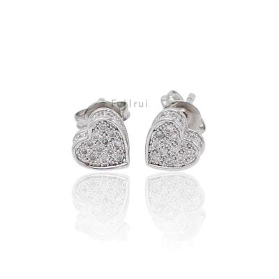 China Women's Gender and Zircon Earring Silver Diamond Heart Earrings Stud Sterling Cooper TRENDY Homecoming Jewelry for sale