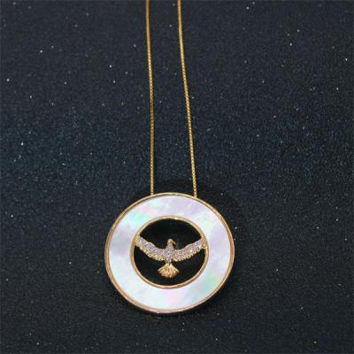 China New FASHIONABLE Generous simple geometric eagle inlaid personality hippie wind circle zircon lady copper necklace for sale