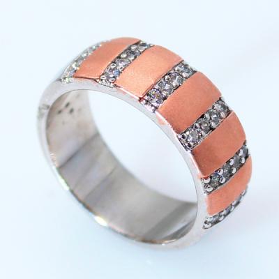 China FASHIONABLE Wholesale Simple Design Garbage Rose Gold Plating Fashion Transparent Zircon Wedding Women Ring for sale