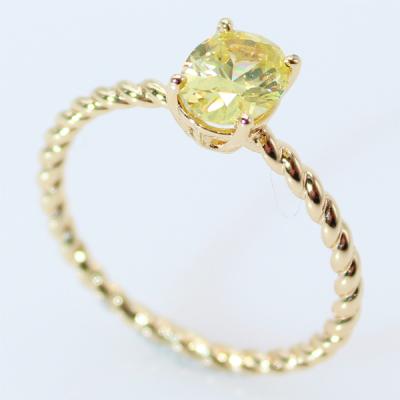 China New Simple TRENDY Inlaid With Yellow Zircon Luxury Party Wedding All Situations Women Ring for sale