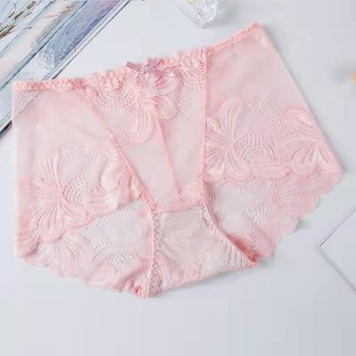 China Sexy Breathable Women's Lingerie Lace Hollow Out Inner Panties Plus Size Loose Transparent Female Underwear for sale