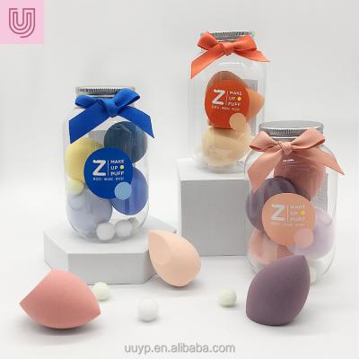 China Soft And Skin-Friendly Customized Logo 4 Pcs Beauty Mix Make Up Box Make Up Sponge With Bottle for sale