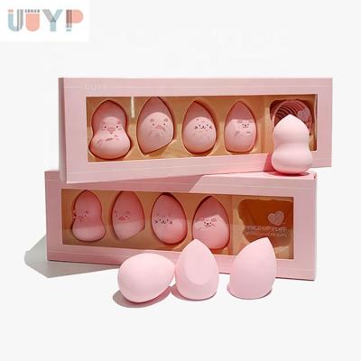 China Soft And Skin-friendly Factory Price Exquisite Packaging Blending Beauty Gift Set Pink Latex Powder Cosmetic Blender Non Puff Stand Makeup Sponge for sale