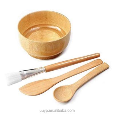 China Eco Sustainable Cosmetic Spatula Bowl Spatula Powder 4In1 Facemask Facemask Bowl And Bamboo Wood Cosmetic Brush for sale