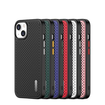 China Luxury Fundas Para Celular Mesh Heat Dissipation Shockproof Anti-fall Mobile Phone Case For iPhone 13 mini 13 pro max for sale