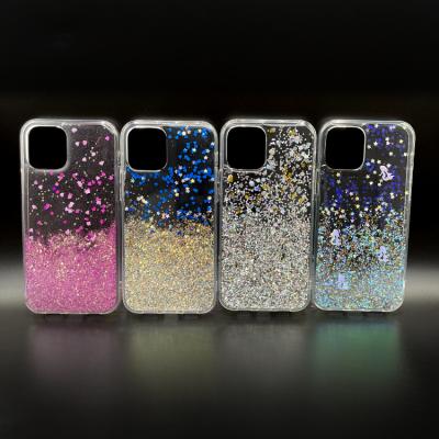 China New Star Armor Back Covers Shockproof Anti-fall Gold Foil Full Covered Epoxy Craft Glue Glitter Phone Cover For iPhone 13 mini 13 pro max for sale