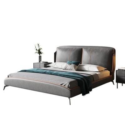 China Contemporary Light Luxury Dark Gray Upholstered Bed for sale