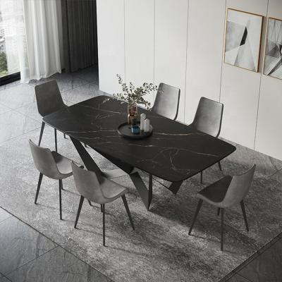 China Waterproof Modern Luxury Sintered Stone Dining Tables And Chairs Set Marble Dining Table Italian for sale