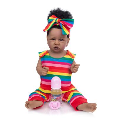 China Hot Selling Black Vinyl Reborn Baby Lifelike Cute Soft Silicone Dolls Changeable Dress - Doll For Kids for sale