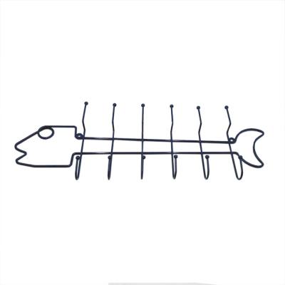 China Viable Wholesale Shape 6 Hook Metal Fabric Hanger Decorative Fish Wall Hooks Wire Hanger for sale