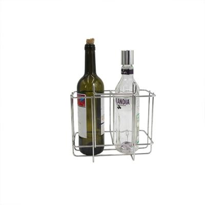 China Sustainable 2 Bottle Metal Wine Storage Rack Hanging Wine Basket for sale