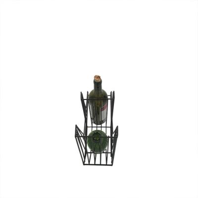 China Hotel Countertop Metal Display Stand Stackable Table Top 2 Bottles Wine Rack Viable for sale