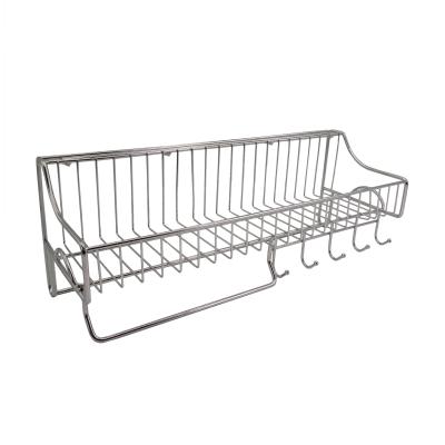 China Multi-Use Stainless Steel Dish Rack Kitchen Organizer Racks Dish Shelf Wall Mounted Bowl Viable Dish Rack for sale